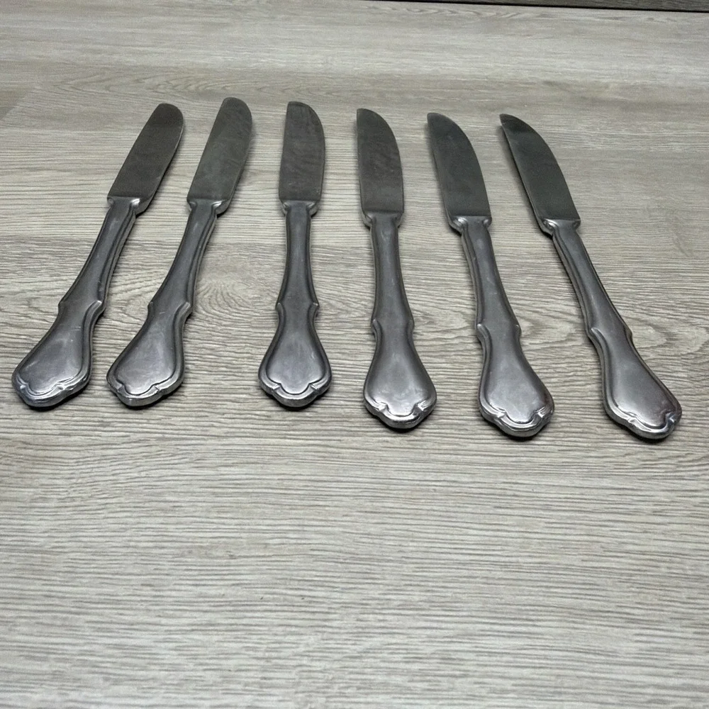 Pfaltzgraff Briarwood Stainless Steel Flatware Knife Set Of 6  Glossy Finish